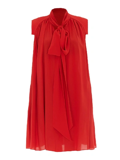 Shop Givenchy Silk Crepe De Chine Dress In Red