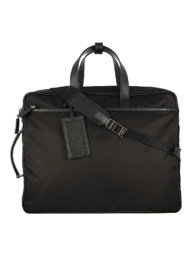 Shop Prada Leather And Nylon Bag In Black