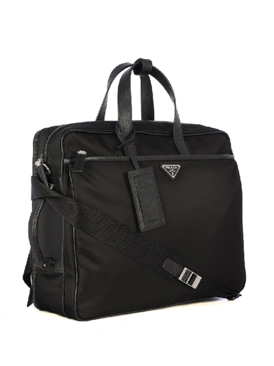 Shop Prada Leather And Nylon Bag In Black