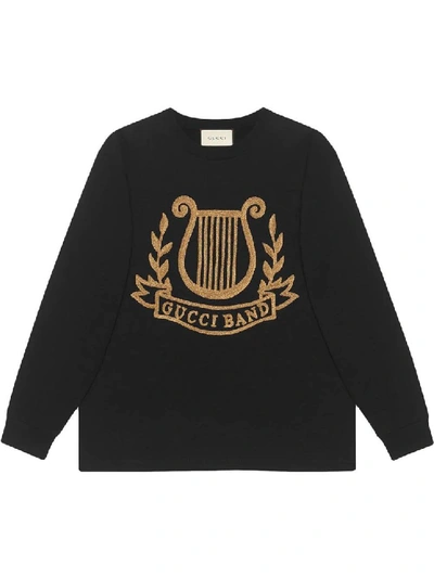 Shop Gucci Black Men's Oversized T-shirt With Lyre Patch