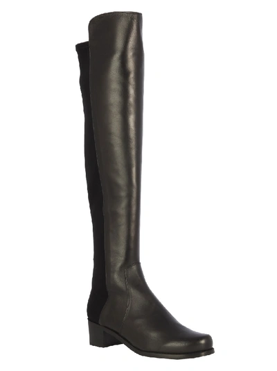 Shop Stuart Weitzman Leather And Fabric Boots In Black