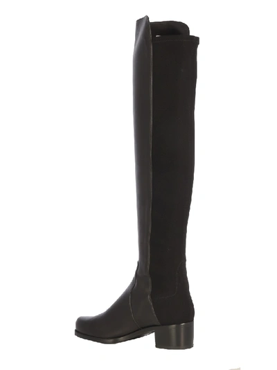 Shop Stuart Weitzman Leather And Fabric Boots In Black