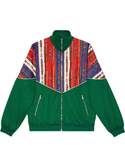 Shop Gucci Green Men's Oversize Bi-material Jacket