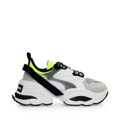 Shop Dsquared2 The Giant K2 Grey White Fluo Yellow Sneaker