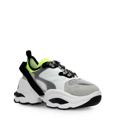 Shop Dsquared2 The Giant K2 Grey White Fluo Yellow Sneaker