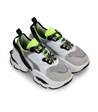 Shop Dsquared2 The Giant K2 Grey White Fluo Yellow Sneaker