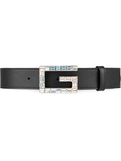 Shop Gucci Square G Buckle Belt In Grey