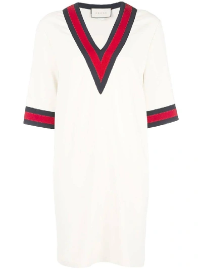 Shop Gucci Neutral Women's Oversize Maxi Shirt With Web In White