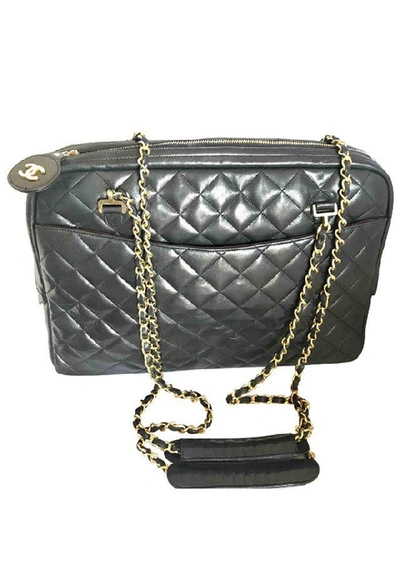 Pre-owned Chanel Double Chain Shoulder Bag In Grey