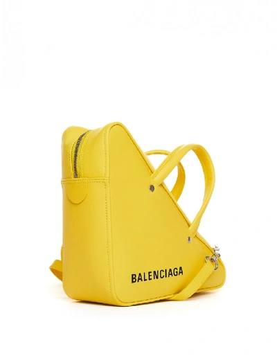 Shop Balenciaga Yellow Leather Triangle Duffle S Bag In Gold
