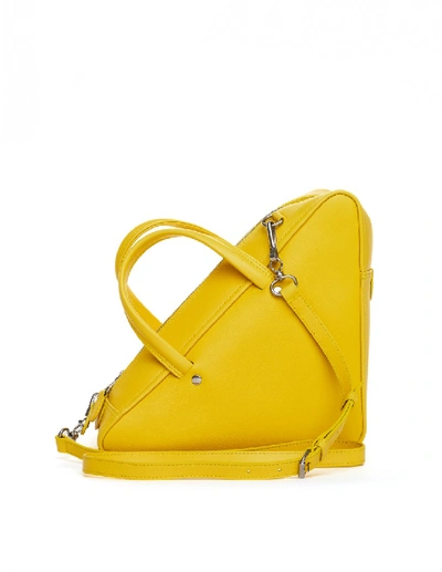 Shop Balenciaga Yellow Leather Triangle Duffle S Bag In Gold