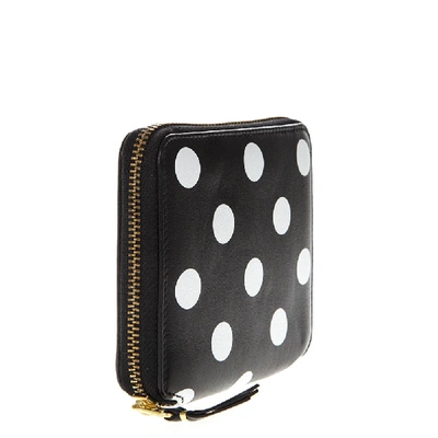 Shop Comme Des Garçons Small Black & White Podka Dots Print In Leather Ss 2018