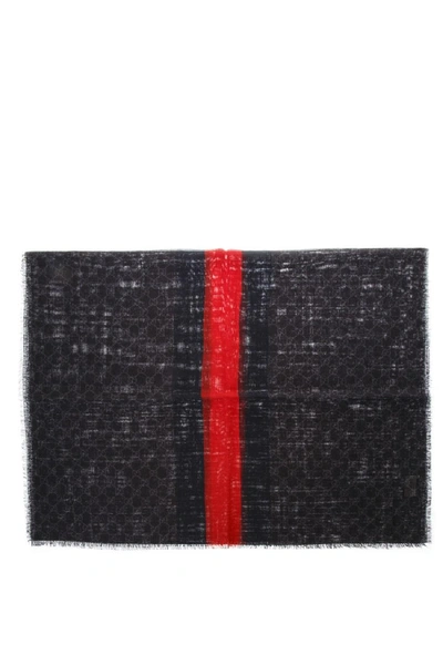 Shop Gucci Black Wool All Over Gg Scarf
