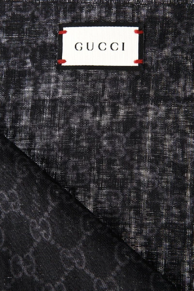 Shop Gucci Black Wool All Over Gg Scarf