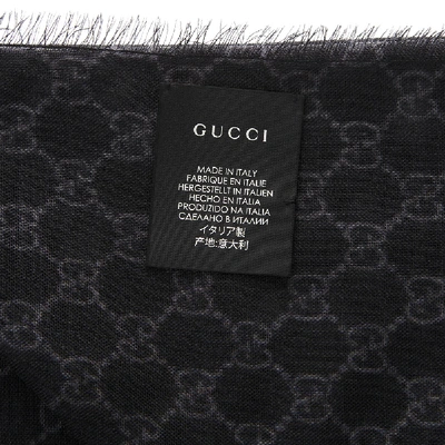 Shop Gucci Black Wool All Over Gg Scarf