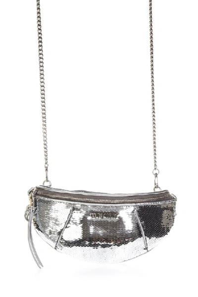 Shop Miu Miu Silver Color Sequined Belt Bag In Grey