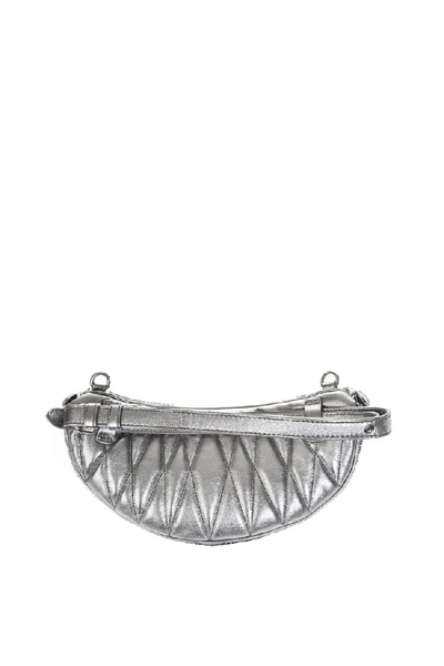 Shop Miu Miu Silver Color Sequined Belt Bag In Grey