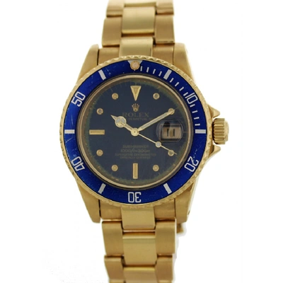 Shop Rolex Submariner Blue Nipple Dial 16808 18k Yellow Gold