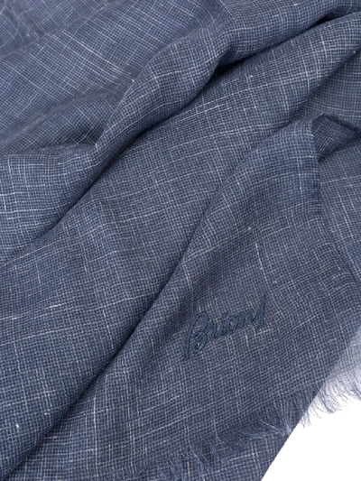 Shop Brioni Linen Mix Scarf In Grey