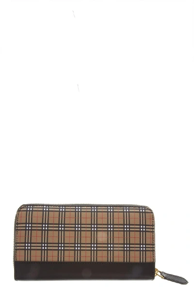 Shop Burberry Checked Leather Continental Wallet   D In Black