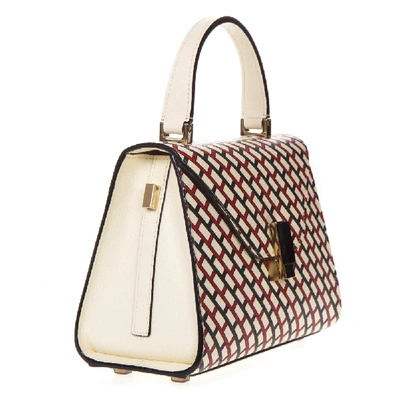 Shop Valextra Iside Graphic Leather Print Bag In White