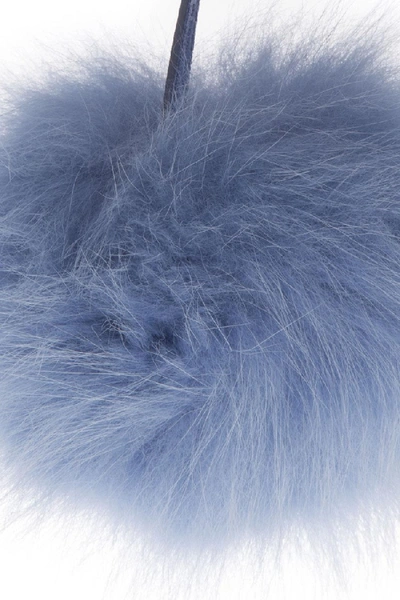 Shop Fendi Violet Color Fur Pompom Charm In Blue