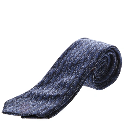Shop Dior Blue Silk Logoed Tie In Black