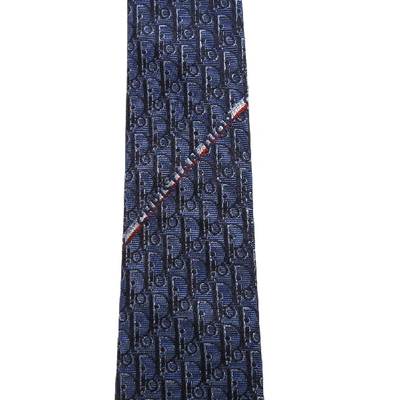 Shop Dior Blue Silk Logoed Tie In Black