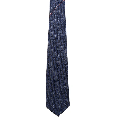 Shop Dior Blue Silk Logoed Tie In Black