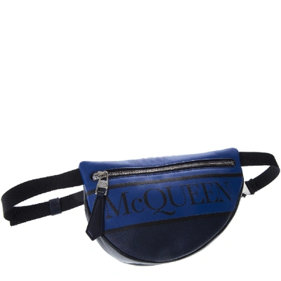 Shop Alexander Mcqueen Two Color Leather Logo Pouch In Black