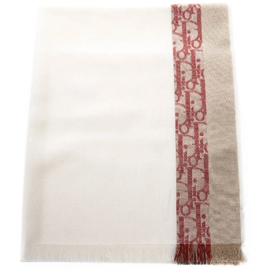 Shop Dior Logoed Cream Scarf In Neutrals