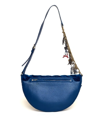 Shop Balenciaga Blue Velvet Souvenir Xs Bag