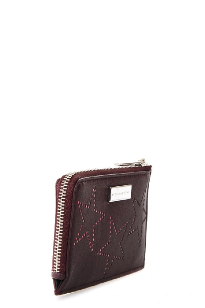 Shop Stella Mccartney Burgundy Faux Leather Wallet With Stars In Black