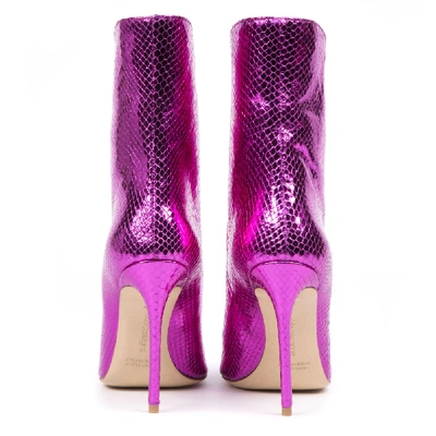 Shop Aldo Castagna Fuchsia Printed Leather Ankle Boots In Purple