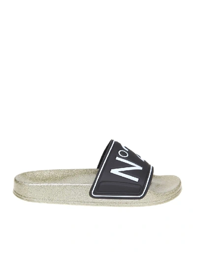 Shop N°21 N ° 21 Slippers Pool Slides In Rubber With Logo In Grey