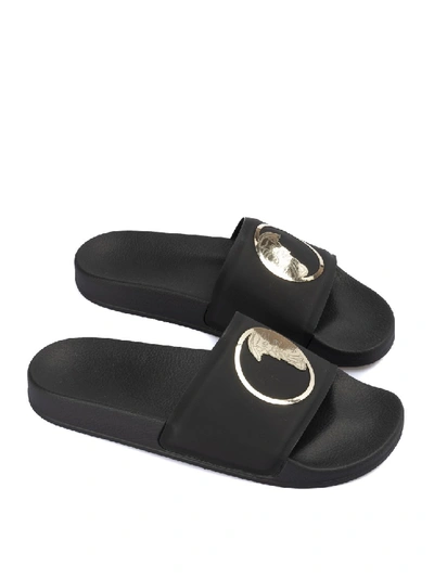 Shop Versace Slippers With Logo In Black