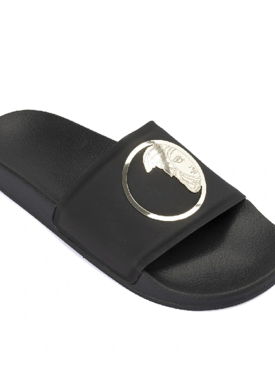 Shop Versace Slippers With Logo In Black