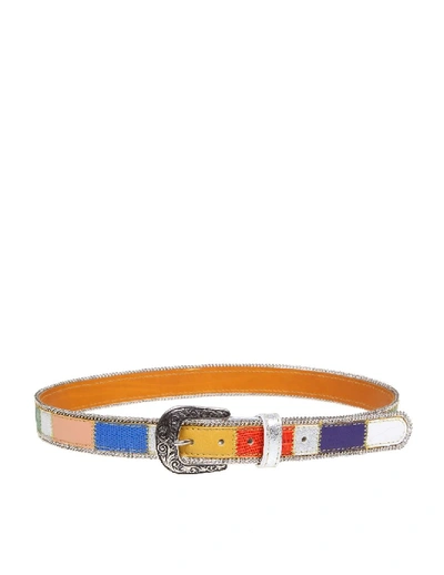 Shop Nanni Multicolor Leather Belt In Orange