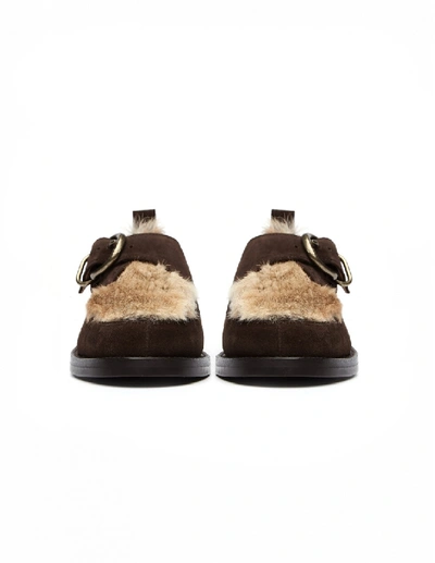 Shop Hender Scheme Monk Shoes With Rabbit Fur Decor In Black