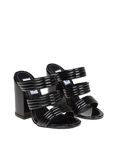 Shop Kenzo Black Leather Sandals In Grey