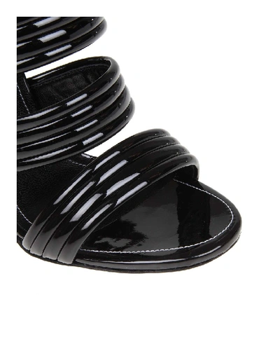 Shop Kenzo Black Leather Sandals In Grey