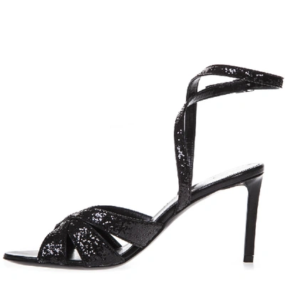 Shop Celine Sharp Black Gliiter Sandals