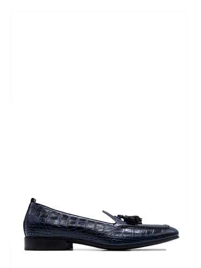 Shop Leqarant Phyton Leather Loafer In Black