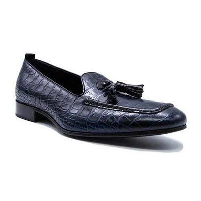 Shop Leqarant Phyton Leather Loafer In Black