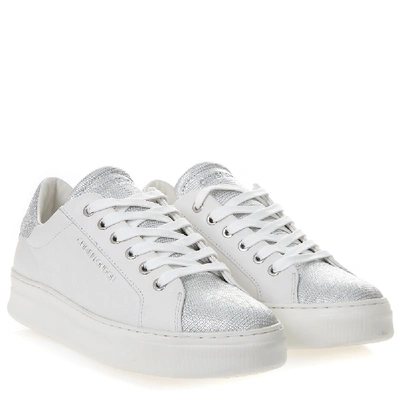 Shop Crime London White Sneakers In Leather With Silver Details