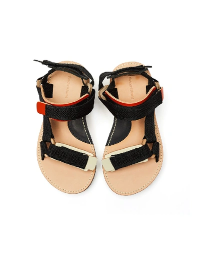 Leather-trimmed Webbing Sandals In Black