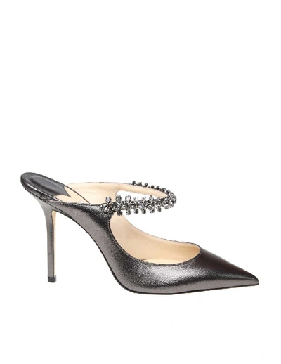Shop Jimmy Choo Decollete Bing 100 Anthracite With Crystal Strap In Neutrals