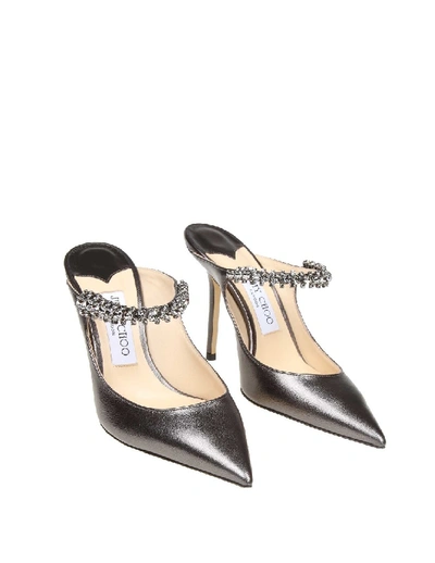 Shop Jimmy Choo Decollete Bing 100 Anthracite With Crystal Strap In Neutrals