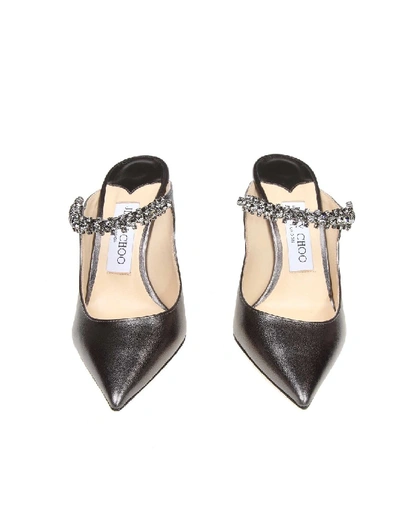 Shop Jimmy Choo Decollete Bing 100 Anthracite With Crystal Strap In Neutrals