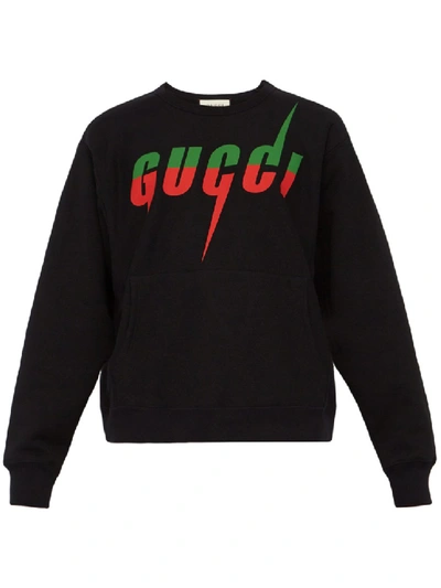 Shop Gucci Blade Cotton Sweatshirt In Black